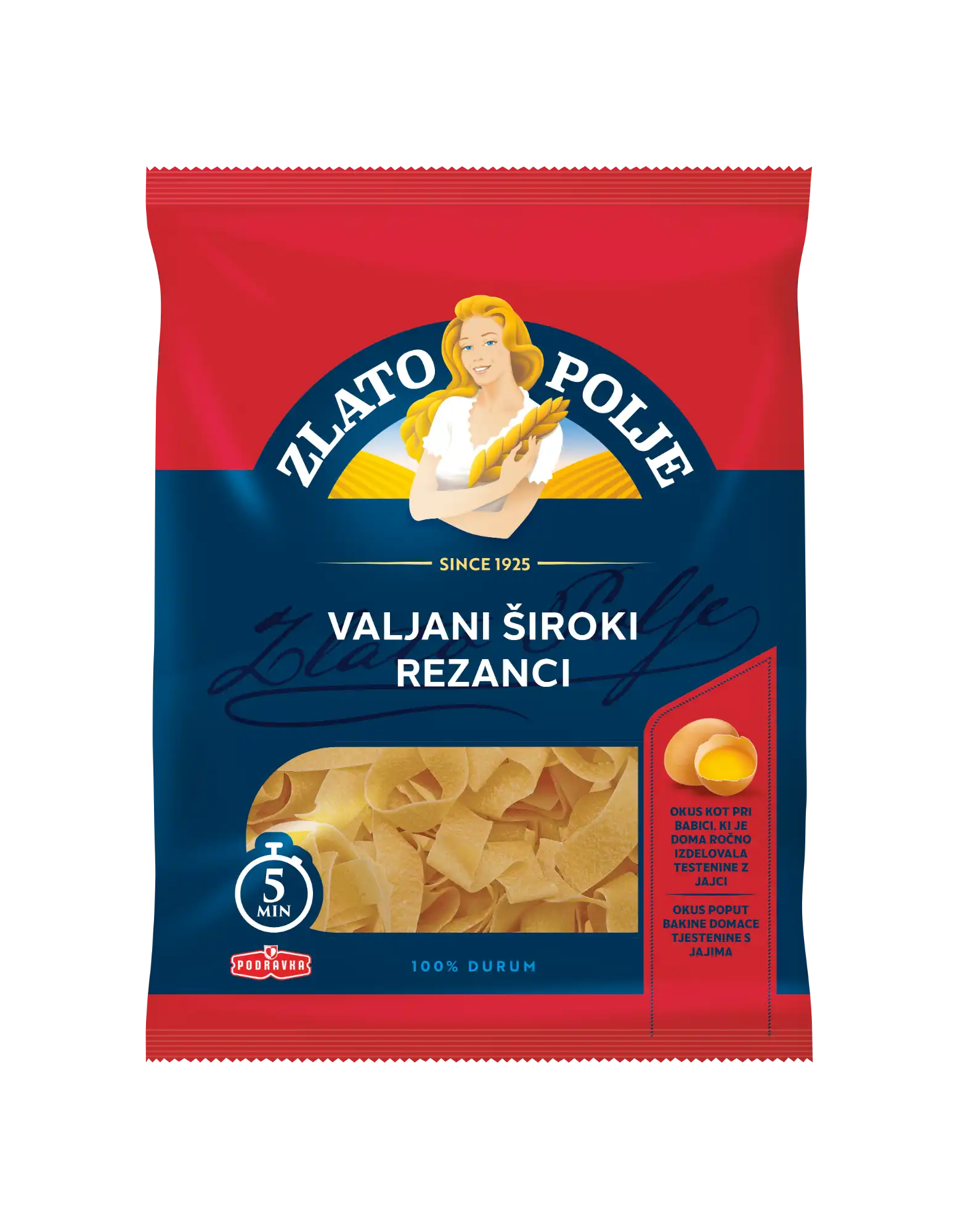 Valjani široki jajčni rezanci